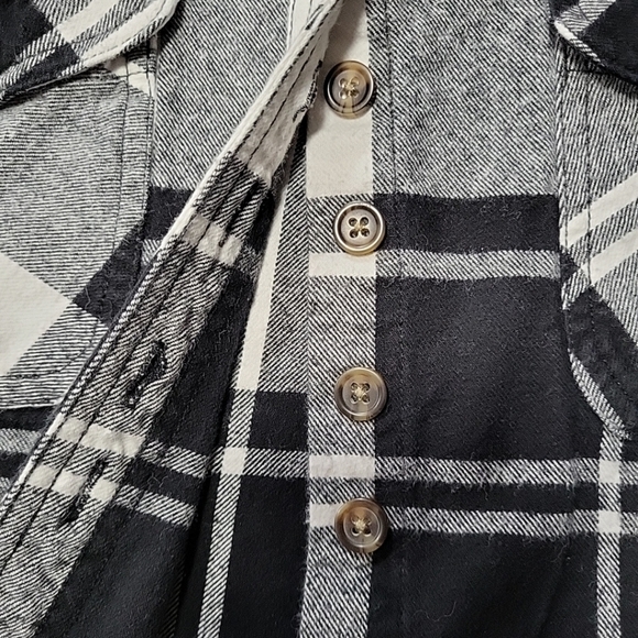 Oxgear Women's Shirt Size XL Black & White Plaid Button Down Flannel - Picture 7 of 12